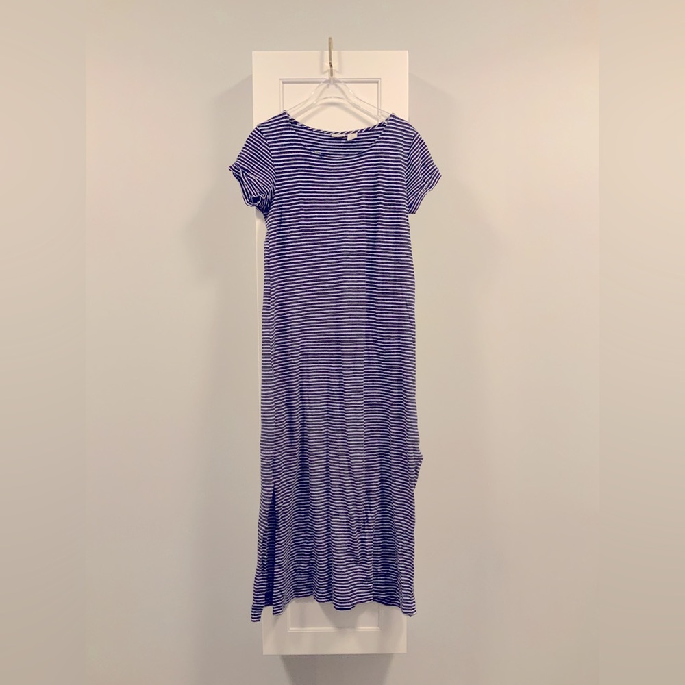 Blue + White Striped Maxi Dress, Size:S, front  + back